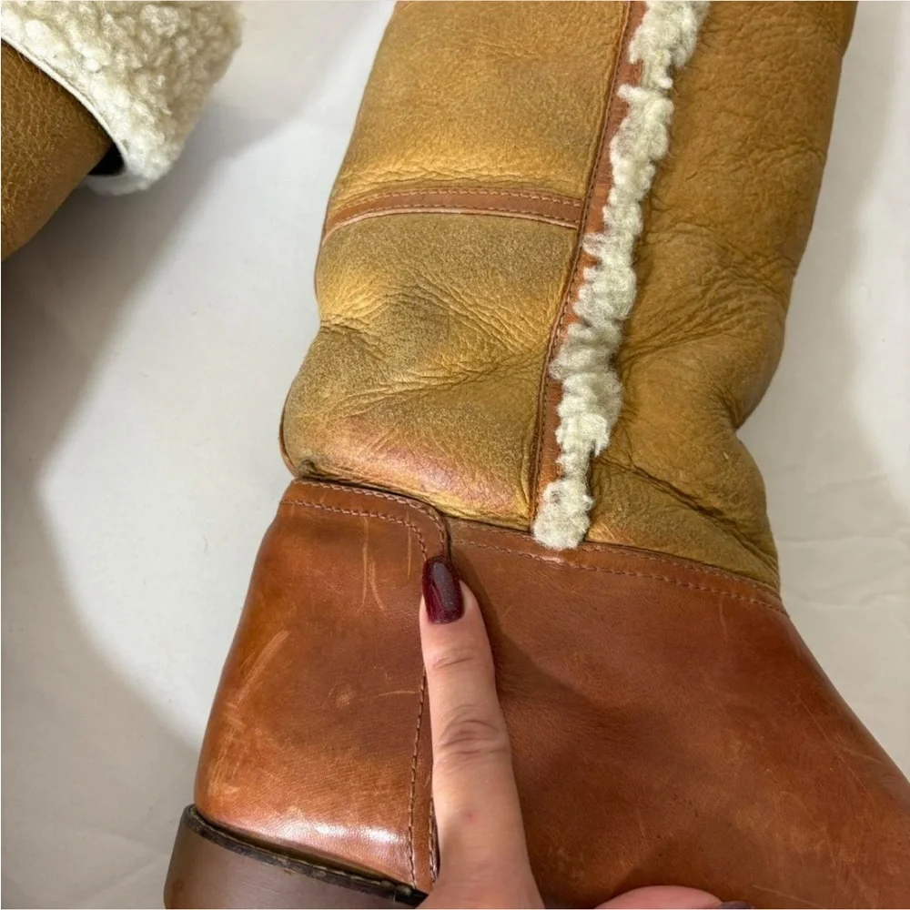 Vintage Tan Shearling Lined Winter Boots - Picture 6 of 8